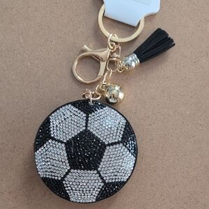 Glam Soccer Ball Keychain with Gold Accents